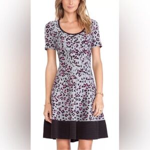 Kate Spade Cyber Cheetah Sweater Dress, Short Sleeve Fit & Flare, Size S